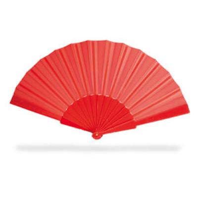 Image of Promotional Fan. Printed Manual Hand Held Expandable Fan. Red