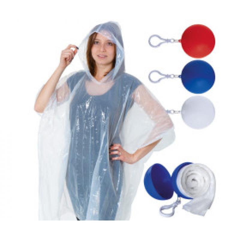 Image of Promotional Poncho.Printed Rain Poncho In Plastic Bowl. Available In Red, White, Or Blue.