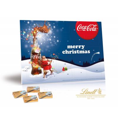 Image of Bespoke Branded Chocolate A5 Lindt Select calendar. Christmas Advent Calendar Filled with Gold Wrapped Lindt Chocolates.