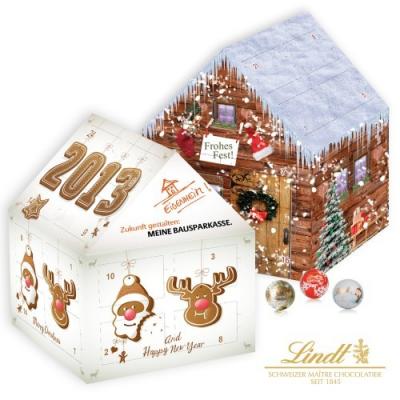 Image of Personalised House Shaped Lindt Advent Calendar. Seasonal Advent Calendar Filled With Lindt Chocolates
