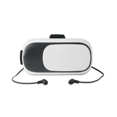 Image of Promotional VR Headset With Earphones. Virtual Realty Glasses With Built In Bluetooth Headphones