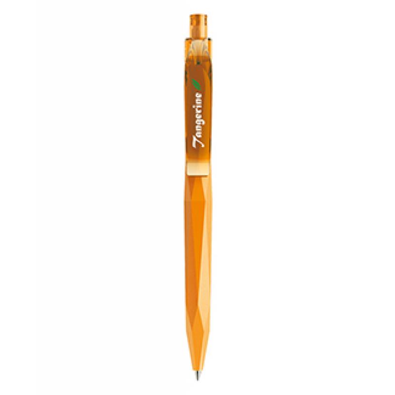 Image of Printed Prodir Peak Pen. QS20 In Soft Touch Orange With Transparent Clip