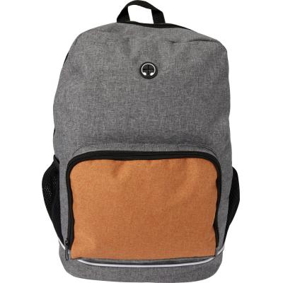 Image of Printed Backpack Grey With Coloured Front Zipped Pocket