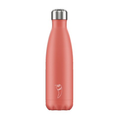 Image of Branded Chilly's Bottles Pastel Coral 500ml. Reusable Refill Bottle
