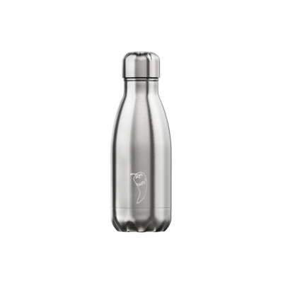 Image of Engraved Chilly's Bottle Silver Stainless Steel 260ml, Official Chilly's Bottles