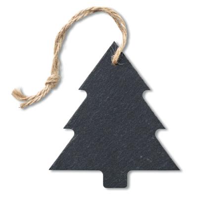 Image of Promotional Christmas Tree Shaped Hanging Decoration Made From Eco Slate Material