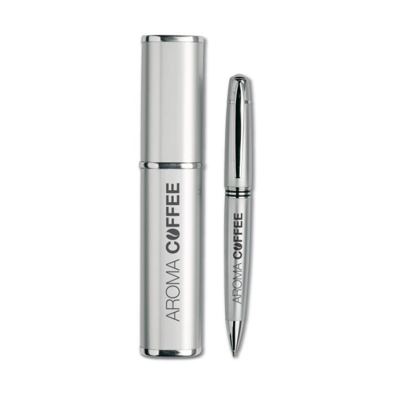 Image of Engraved or Printed Promotional Oregon Pen In Case. Metal Twist Ball Pen Branded With Your Logo