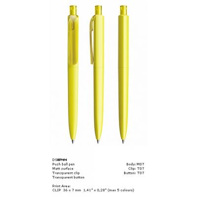 Image of New Prodir DS8 Pens, Prodir DS8 Pens in Matt finish vibrant yellow with transparent clip