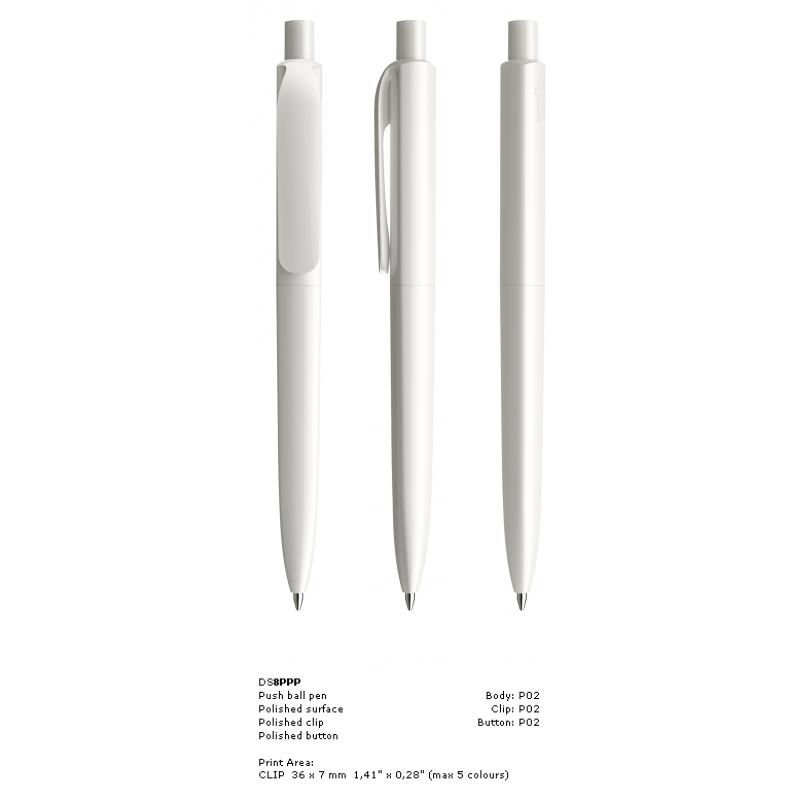 Image of New Prodir DS8 Pens, Prodir DS8 Pens in polished white finish with polished clip