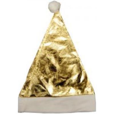 Image of PROMOTIONAL CHRISTMAS HAT - SHINY GOLD CHRISTMAS HAT BRANDED WITH YOUR LOGO