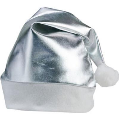 Image of SHINY SILVER BRANDED CHRISTMAS SANTA HAT WITH YOUR LOGO PRINTED