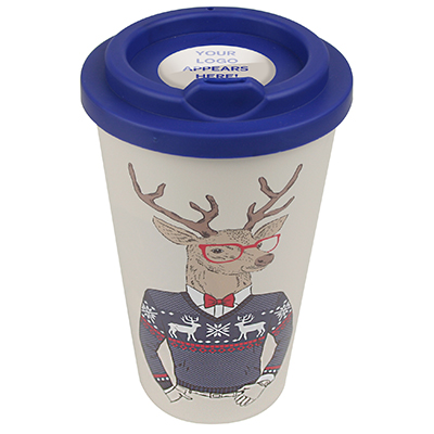 Image of Branded Christmas Themes Americano style Mug with reindeer design.