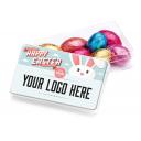 Image of Promotional Rectangle Chocolate Pot - Clear Chocolate Pot filled Foil Easter Eggs EXPRESS TURN AROUND