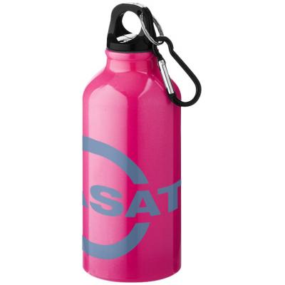 Image of Promotional Oregon Aluminium Bottle With Karabiner Clip, Neon Pink