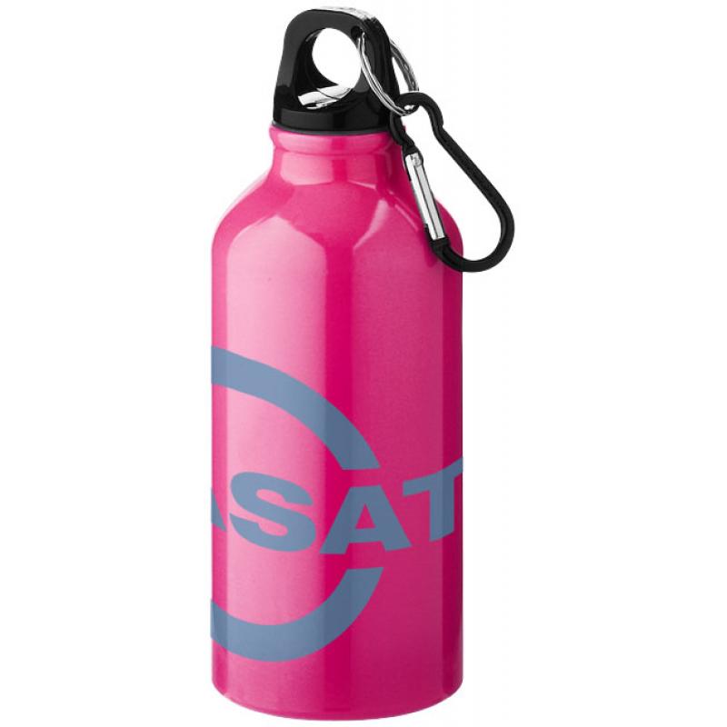 Image of Promotional Oregon Aluminium Bottle With Karabiner Clip, Neon Pink