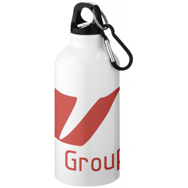 Image of Printed Oregon Aluminium Bottle With Karabiner In White