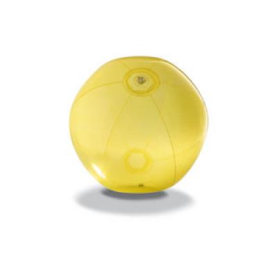 Image of Printed Beach Ball.Inflatable Transparent Summer Beach Ball. Yellow.