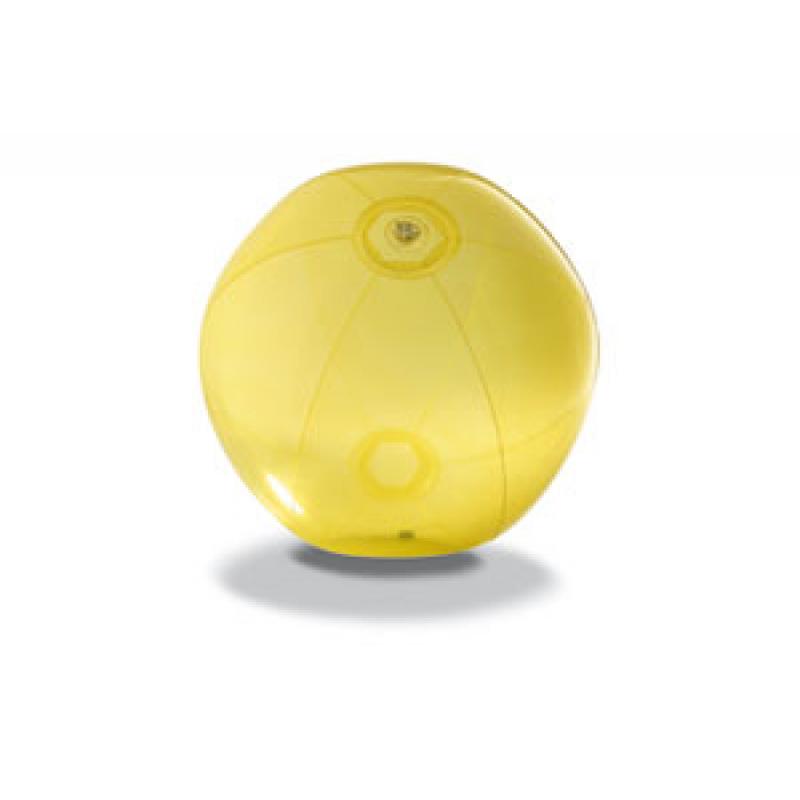 Image of Printed Beach Ball.Inflatable Transparent Summer Beach Ball. Yellow.