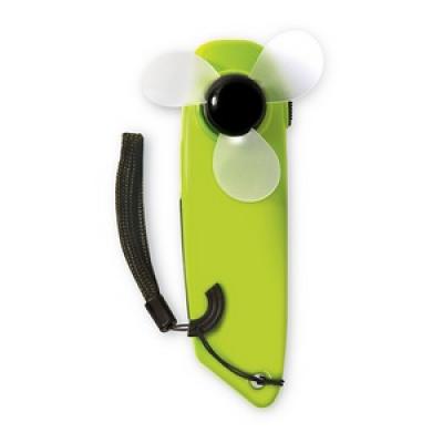 Image of Promotional Hand Held Fan With LED Torch And Hand Strap. Printed Green Fan.