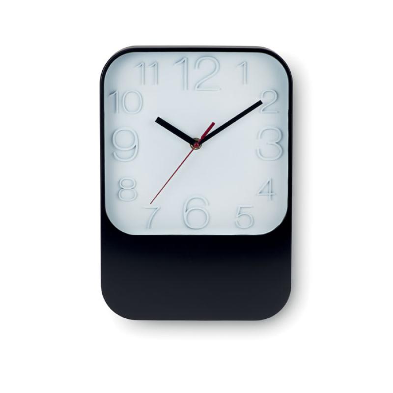 Image of Promotional Rectangular Wall Clock. Printed Black Wall Clock