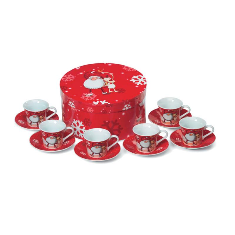 Image of Promotional 12 Piece Coffee Set Presented In A Gift Box. Printed Christmas Coffee Set.