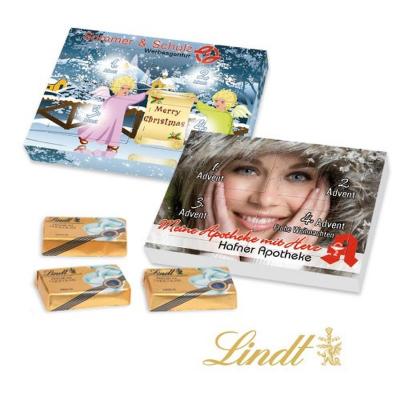 Image of Lindt super mini personalised advent calendar. Printed super mini personalised chocolate advent calendar. 