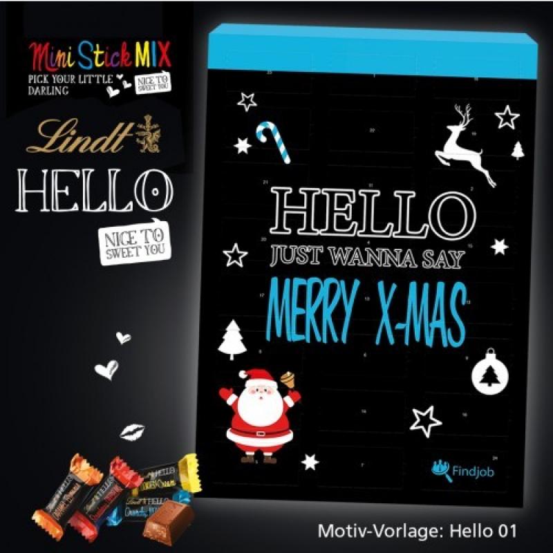 Image of Promotional Lindt Hello Chocolate Advent Calendar. Printed Lindt Christmas Advent Calendar