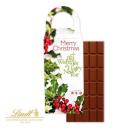 Image of Lindt chocolate bar in personalised box with handle. Promotional Lindt Christmas Chocolate