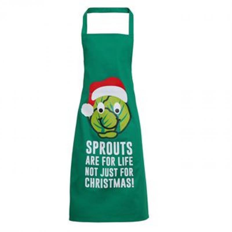 Image of Printed Brussel Sprouts Apron. Promotional Novelty Christmas Apron