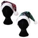 Image of Printed  Tartan Christmas Hat.Branded Red/Green Tartan Santa Hat