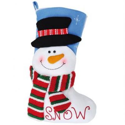 Image of Branded Snowman Stocking. Promotional 3D Plush Stocking