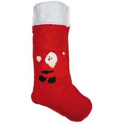 Image of Printed Large Christmas Stocking. Red Felt Stocking With Drawstring.