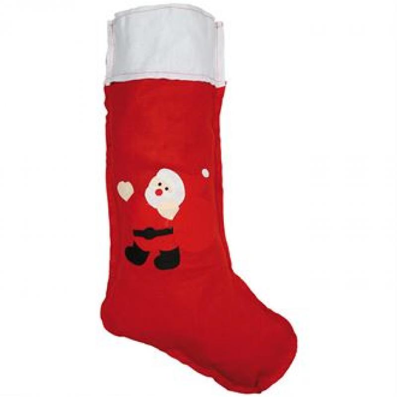 Image of Printed Large Christmas Stocking. Red Felt Stocking With Drawstring.