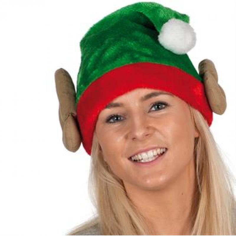 Image of Promotional Plush Elf Hat With Ears. Branded Christmas Elf Hat
