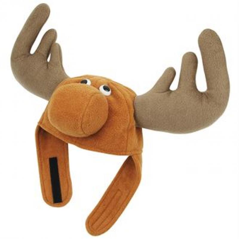 Image of Promotional Reindeer Hat With Large Antlers. Branded Plush Christmas Reindeer Hat.