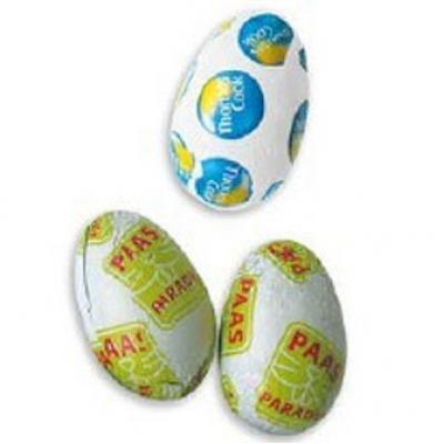 Image of Printed Easter Eggs. Promotional Foil Wrapped 10g Easter Eggs.