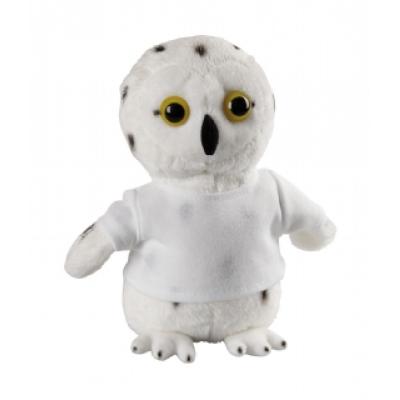 Image of Promotional Stuffed Snowy Owl Adorable owl Soft Toy With Printed T Shirt