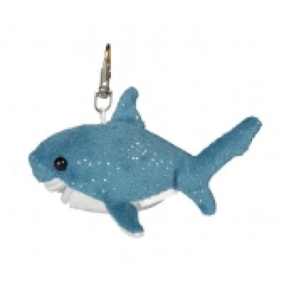 Image of Branded Plush Shark Keyring. 10 cm Sparkle Shark Key ring.