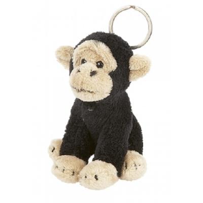 Image of Printed Chimp Keyring. 10 cm Monkey Fur Keyring.