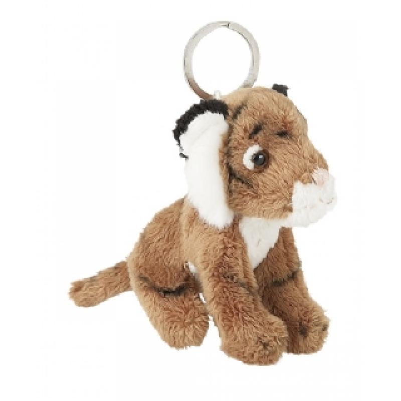 Image of Branded 10 cm Tiger Keyring. Fake fur Animal Key Ring.