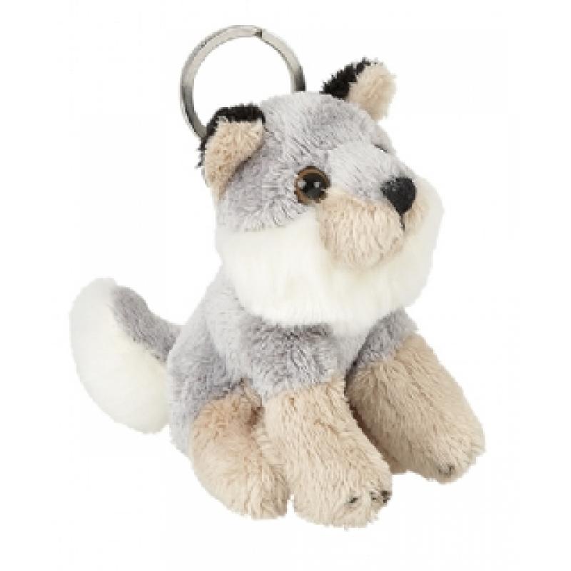 Image of Promotional Wolf Keyring. Fake Fur 10 cm Key Ring