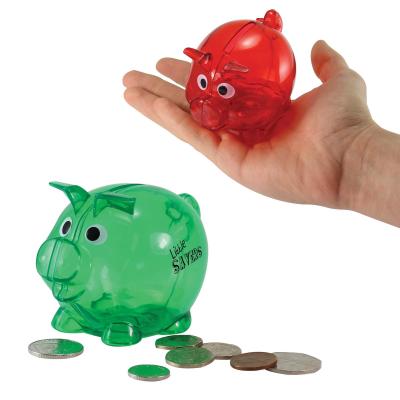 Image of Promotional Small Plastic Piggy Bank. Available In Blue, Red, and Green
