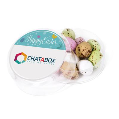 Image of Promotional Easter Mini Chocolate Eggs Presented In A Clear Round Pot