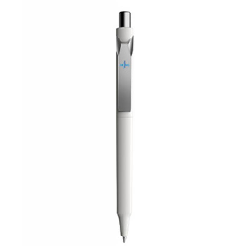 Image of New Prodir DS10 Soft Touch Pen With Metal clip And Button. White