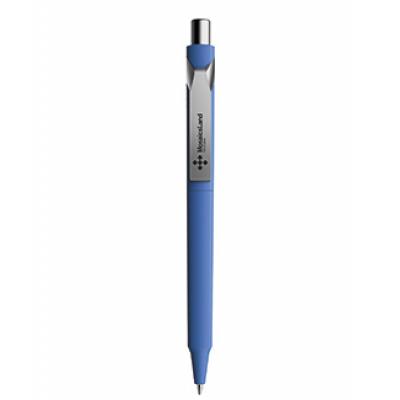 Image of Branded Prodir DS10 Soft Touch Pen In Contemporary Colours And Metal Clip. Blue