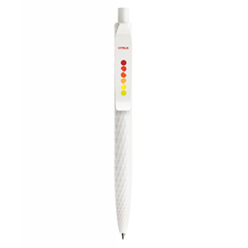 Image of Branded Prodir QS01 White Soft Touch 3D Triangular Pen