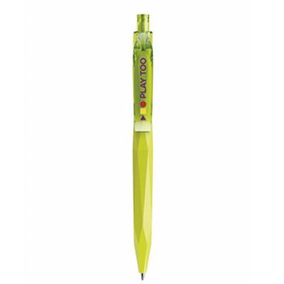 Image of Branded Prodir QS20. The 3D Peak Pen. Matt Lime Green With Transparent Clip And Button.