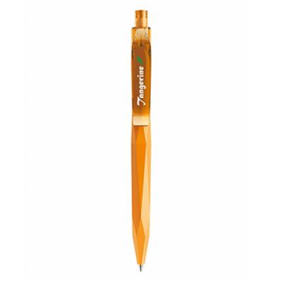 Image of Printed Prodir Peak Pen. QS20 In Soft Touch Orange With Transparent Clip