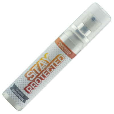 Image of Full Colour Printed Sun Lotion In 25ml Spray Bottle. Sun Screen SPF 20
