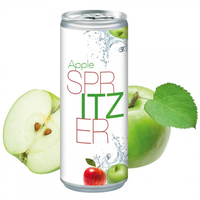 Image of Full Colour Printed Apple Spritzer Canned Drink. 250ml